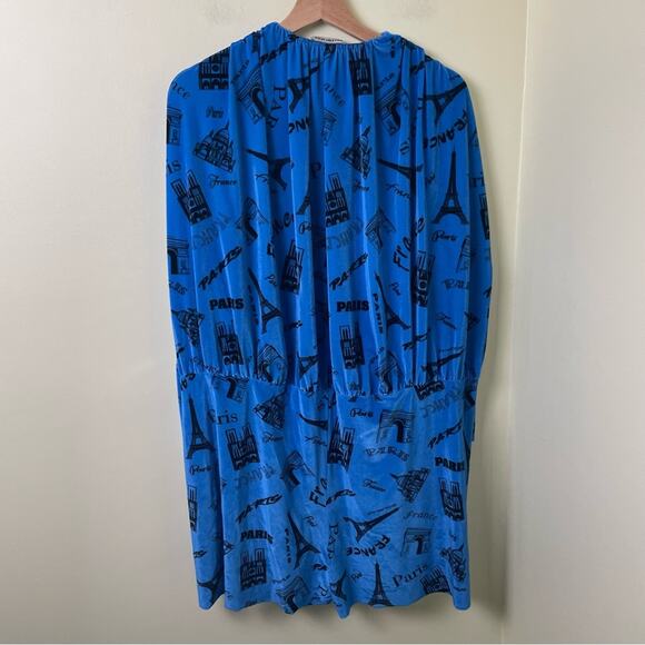 BALENCIAGA Paris print velvet Wrap-Effect Stretch-Velvet Playsuit Romper Size 36 - Picture 7 of 16